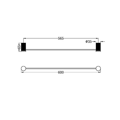 OPAL SINGLE TOWEL RAIL 600MM BG