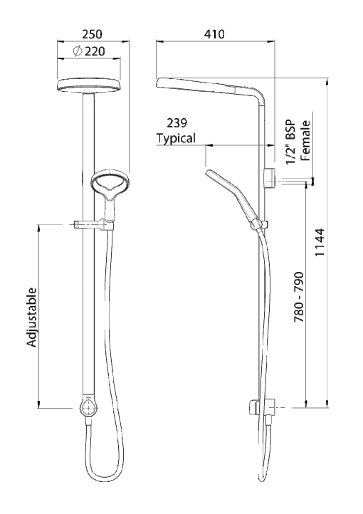 AOSSCPWHAU – Black Aurajet Aio Shower Set