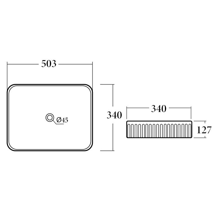 BA920GW — Above Counter Basin (Grooved) in Gloss White