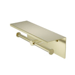 Mecca Double Toilet Roll Holder With Shelf Brushed Gold (NR1986eBG)