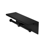 Mecca Double Toilet Roll Holder With Shelf Matte Black (NR1986eMB)