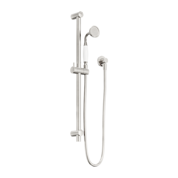 York Shower Rail With White Porcelain Hand Shower Brushed Nickel (NR692105A01BN)