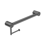 MECCA CARE 32MM GRAB RAIL WITH TOILET ROLL HOLDER 450MM GUN METAL (NRCR3218AGM)