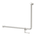 Mecca Care 32mm DDA Accessible Toilet 90 Degree Bent Tube Grab Rail 600X1000mm With Toilet Roll Holder Brushed Nickel (NRCR3290ehBN)