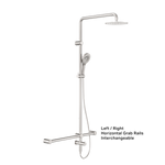 Mecca Care 32mm T Bar Grab Rail 1100x750mm Twin Shower Set Brushed Nickel (NRCS008BN)