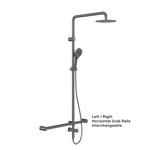 Mecca Care 32mm T Bar Grab Rail 1100x750mm Twin Shower Set Gun Metal (NRCS008GM)