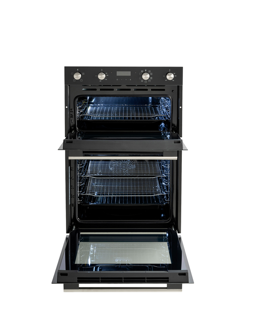 Euro Appliances Electric Double Oven, Black Glass, 60cm