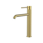 Tall Basin Mixer, Fluted design, Brushed Gold Finish