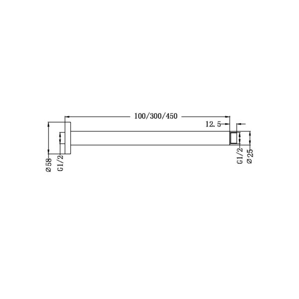 ROUND CEILING ARM 100/300/450MM LENGTH MATTE BLACK