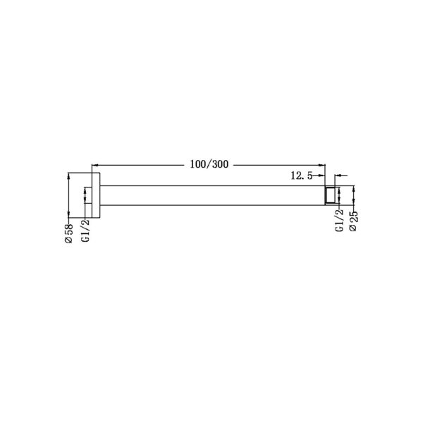 ROUND CEILING ARM 100MM/300MM LENGTH GUN METAL