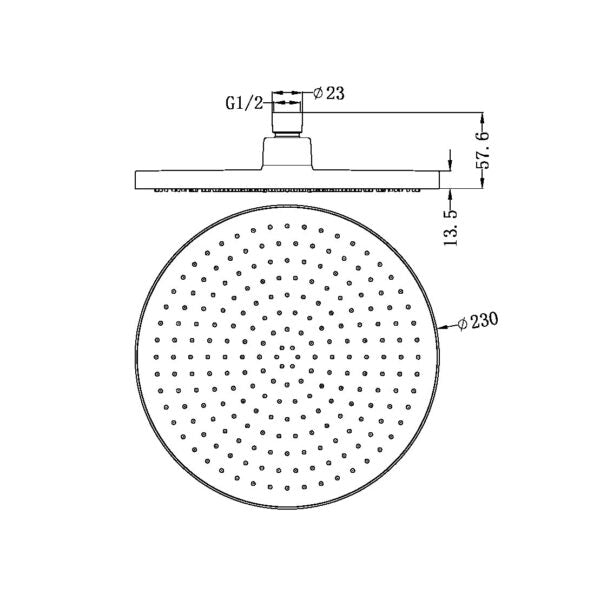 230MM AIR SHOWER HEAD BRUSHED GOLD (NR508076BG)