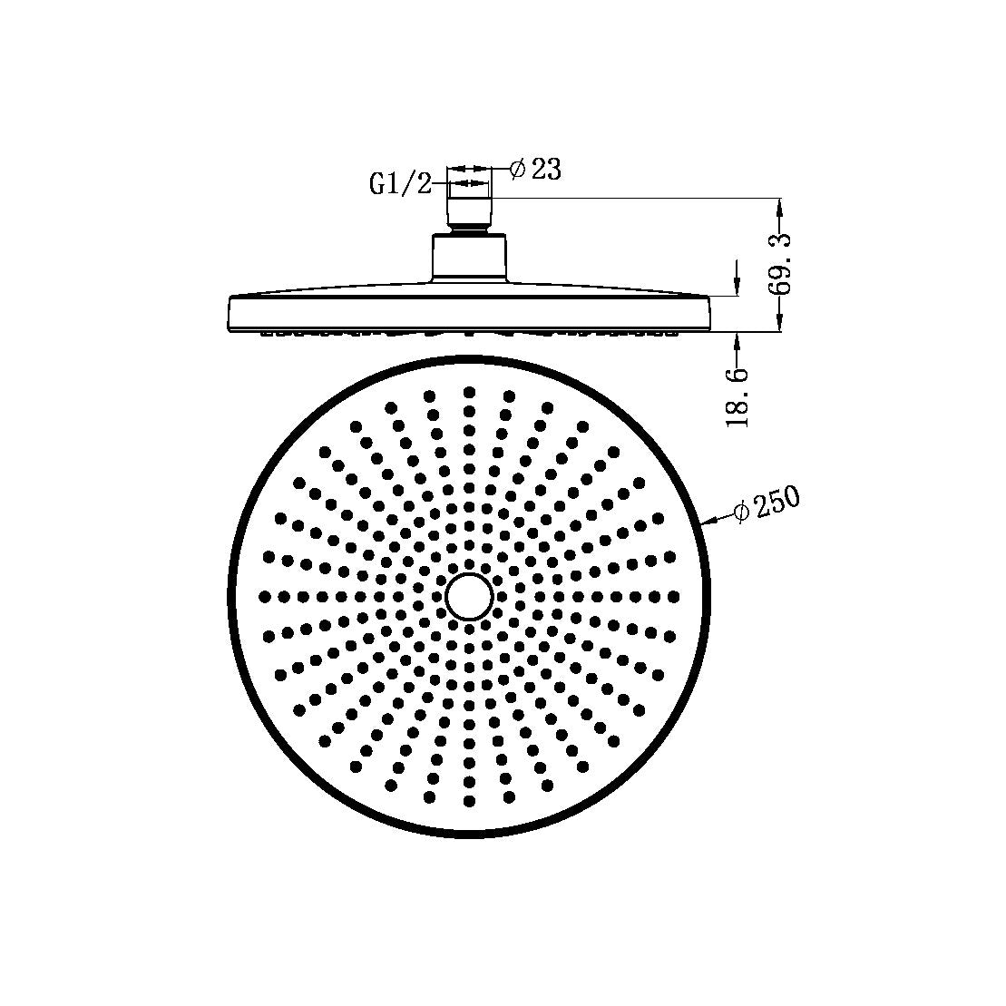 OPAL 250MM SHOWER HEAD GUN METAL (NR508079GM)