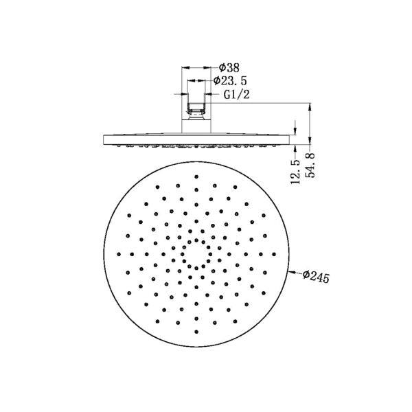 250MM ABS ROUND SHOWER HEAD MATTE BLACK (NR508088MB)