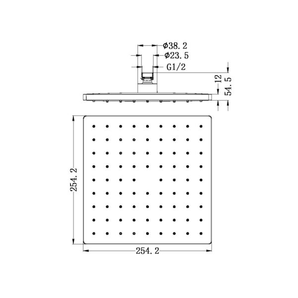 250MM ABS SQUARE SHOWER HEAD MATTE BLACK (NR508089MB)