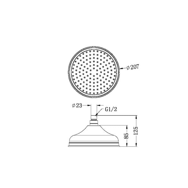 YORK 200MM SHOWER HEAD MATTE BLACK (NR508094MB)
