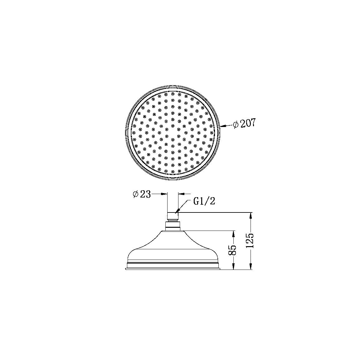 York 200mm Shower Head Brushed Nickel (NR508094BN)