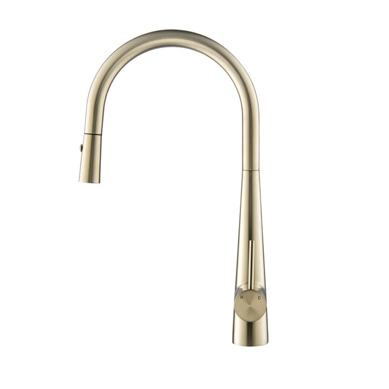 Arraso Pullout Gooseneck Sink Mixer Brushed Brass