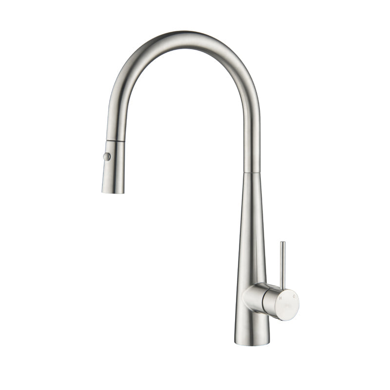 Arraso Pullout Gooseneck Sink Mixer Brushed Stainless
