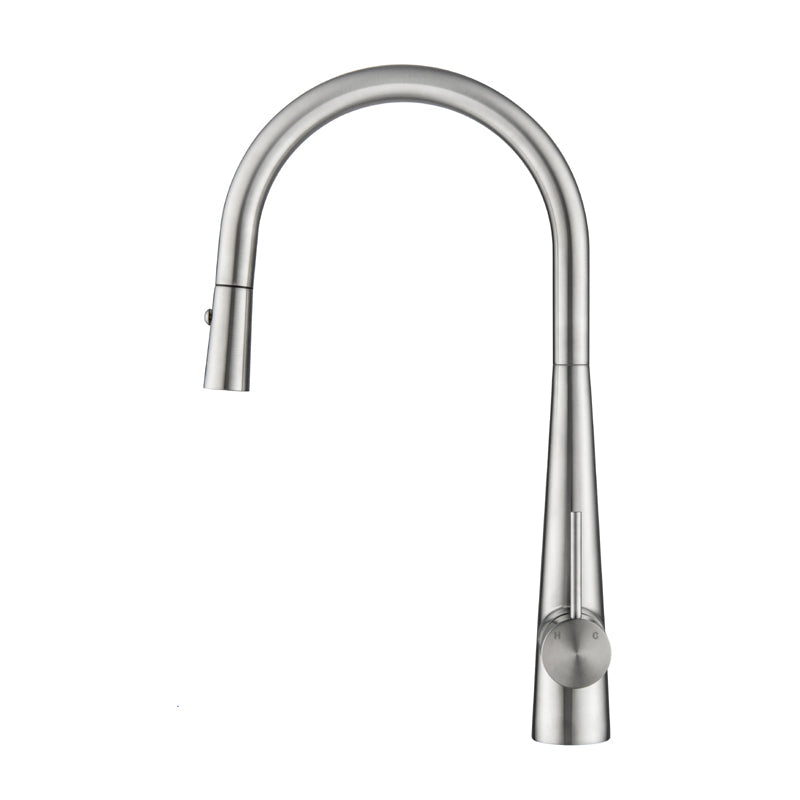 Arraso Pullout Gooseneck Sink Mixer Brushed Stainless