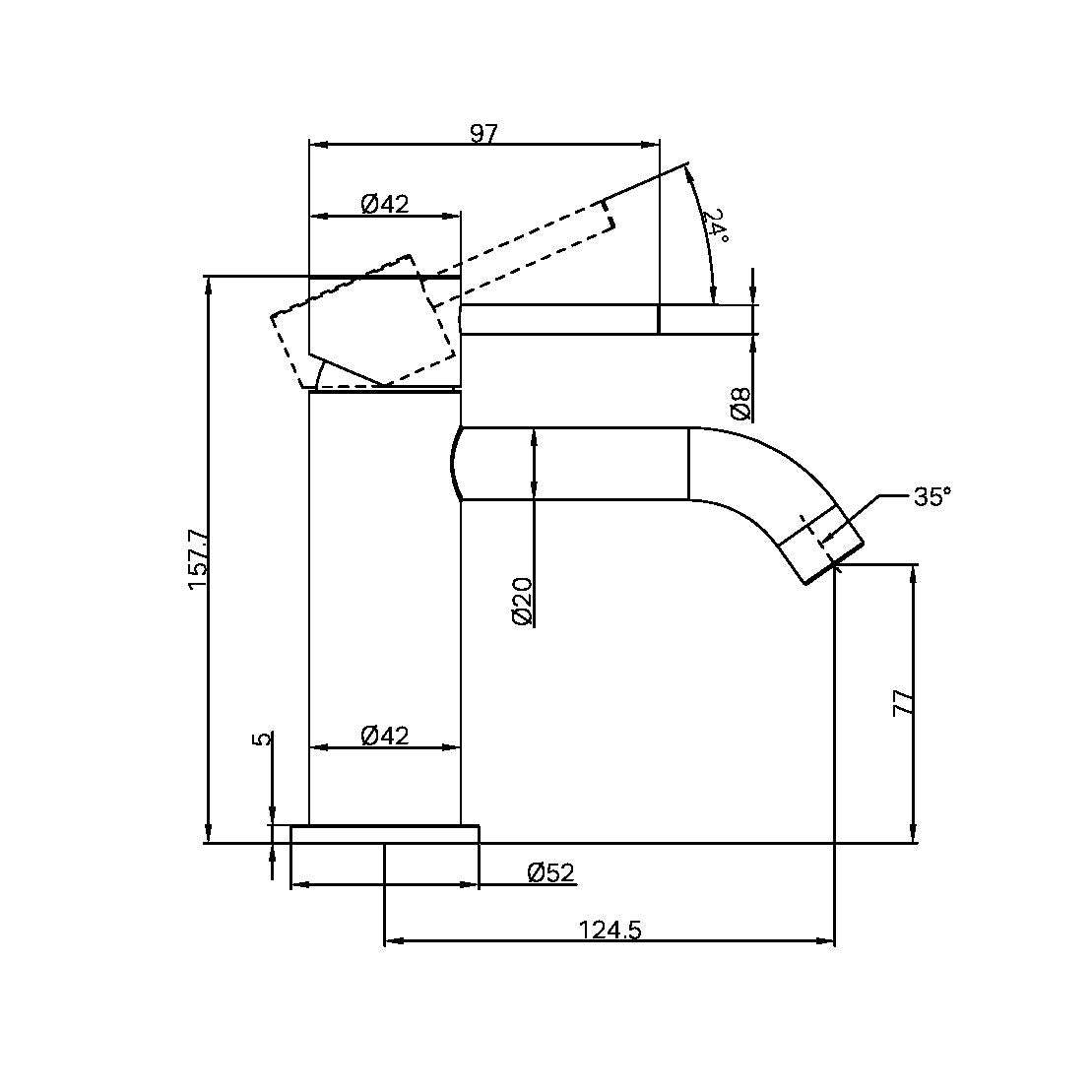 Zen SS316L Basin Mixer Graphite (NR162201GR) - Royal Bath & Kitchen - Image 2