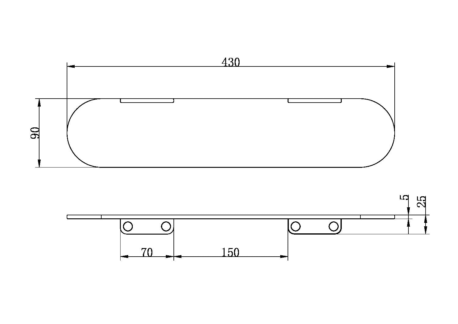 Zen SS316L Metal Shower Shelf Graphite (NR1687aGR)