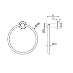 MECCA HAND TOWEL RING GUN METAL  (NR1980GM)