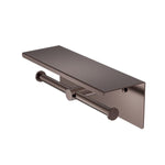 Mecca Double Toilet Roll Holder With Shelf Brushed Bronze (NR1986eBZ)