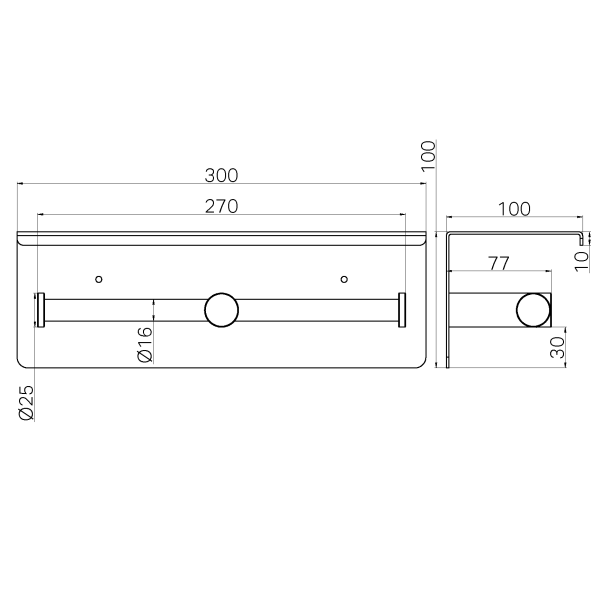 Mecca Double Toilet Roll Holder With Shelf Brushed Nickel (NR1986eBN)