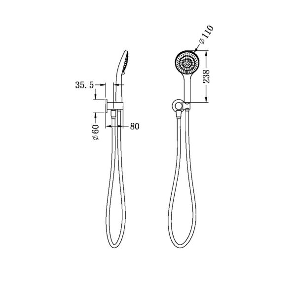 MECCA SHOWER ON BRACKET WITH AIR SHOWER BRUSHED GOLD (NR221905BG)