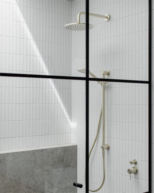 ROUND SHOWER ARM 330MM/500MM LENGTH BRUSHED GOLD