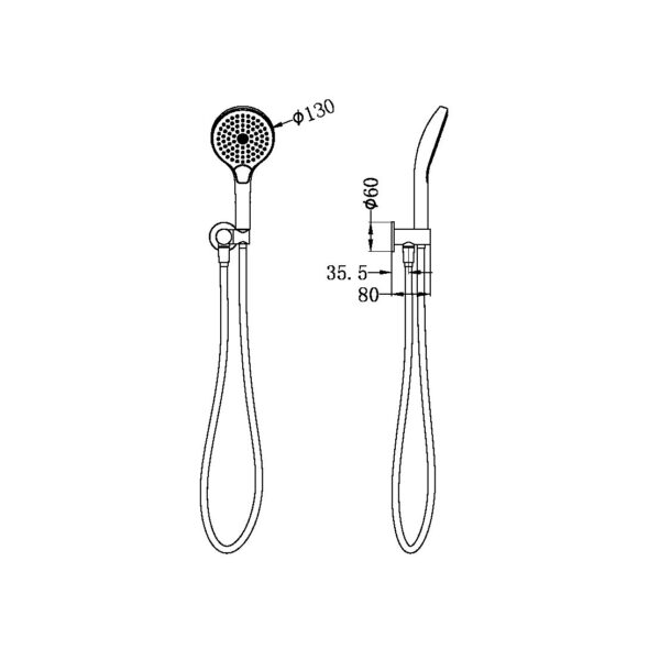 MECCA SHOWER ON BRACKET WITH AIR SHOWER II MATTE WHITE (NR221905FMW)