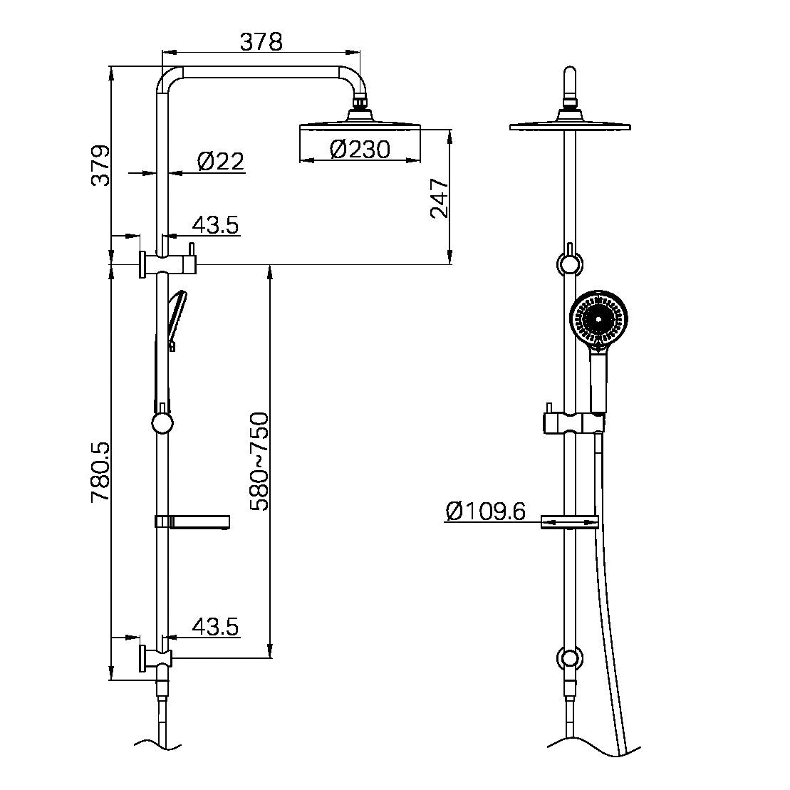BUILDER PROJECT TWIN SHOWER SET MATTE BLACK (NR232105MB)