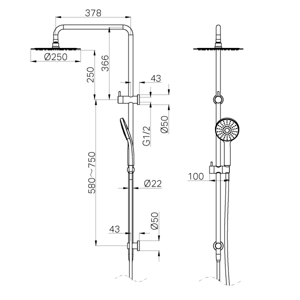 Dolce II Twin Shower Chrome