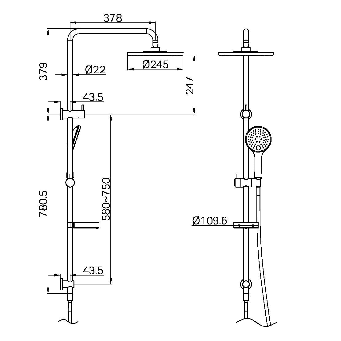 BUILDER PROJECT TWIN SHOWER BRUSHED NICKEL (NR232105cBN)