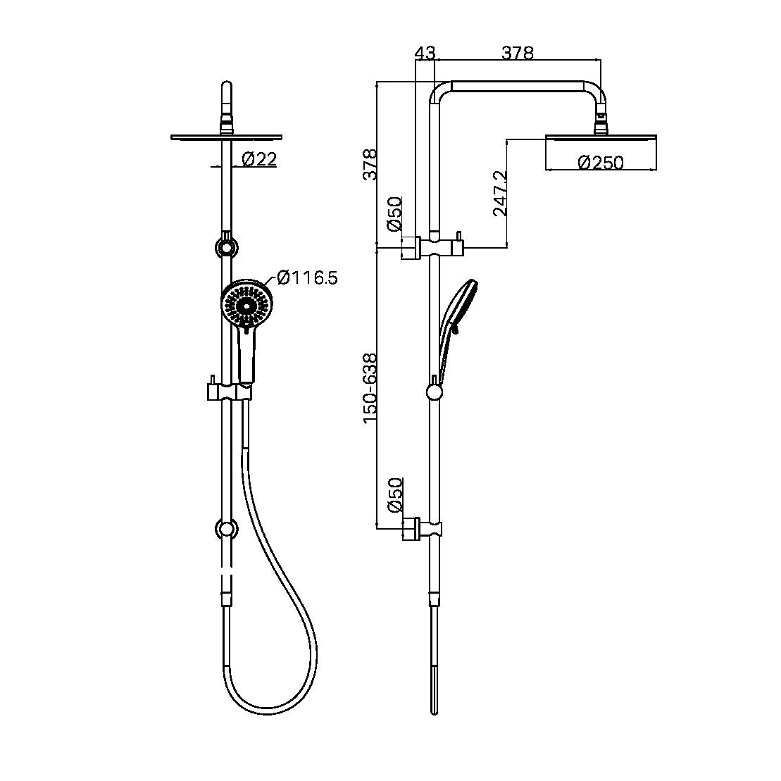 ROUND TWIN SHOWER CHROME (NR250805dCH)