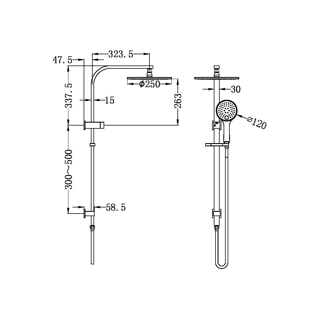 Bianca Twin Shower Brushed Nickel (NR250805fBN)