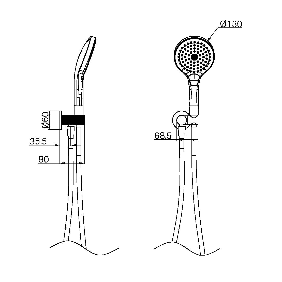 OPAL SHOWER ON BRACKET WITH AIR SHOWER II GRAPHITE (NR251905FGR)