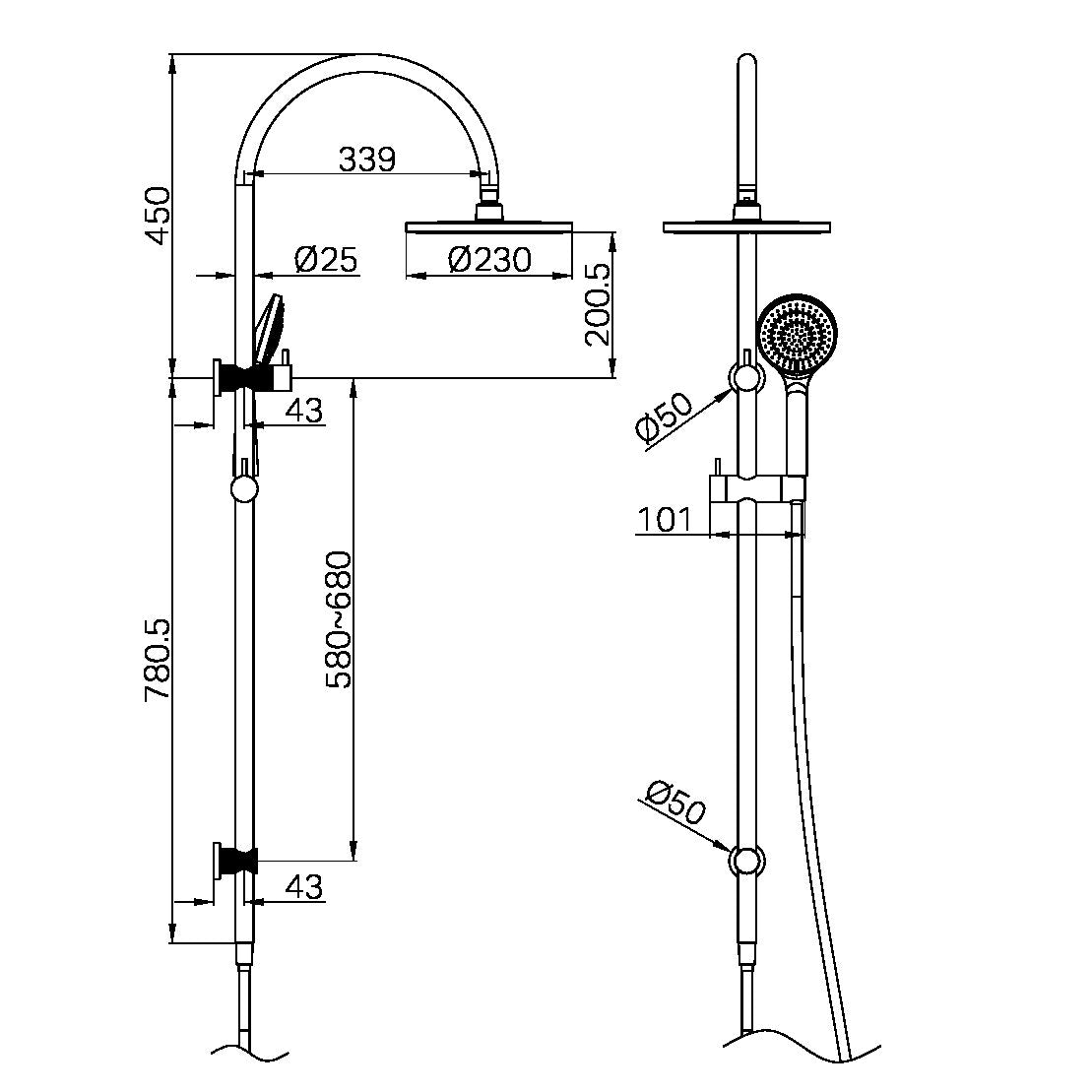 Opal Twin Shower Set With Air Shower Bg Nr251905Bbg