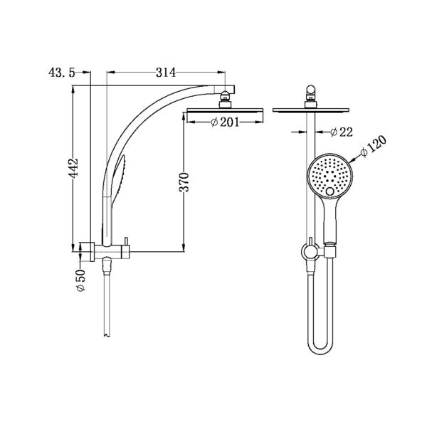 DOLCE 2 IN 1 TWIN SHOWER MATTE BLACK (NR280705fMB)