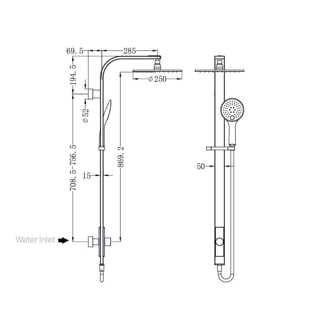 ASTRA RAIN ROUND TWIN SHOWER SINGLE HOSE CHROME (NR281305aCH)