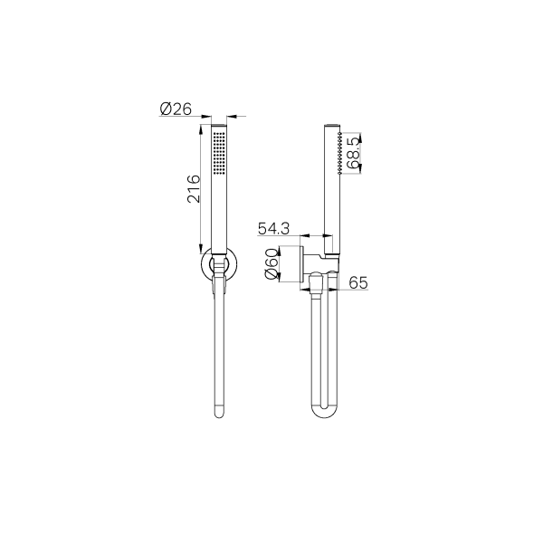 SLIM SHOWER ON BRACKET BRUSHED NICKEL (NR307BN)