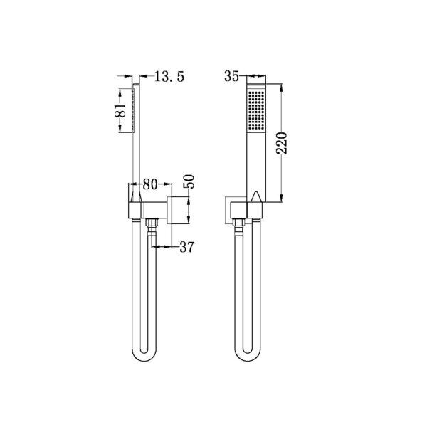 SQUARE SHOWER ON BRACKET MATTE BLACK (NR309MB)