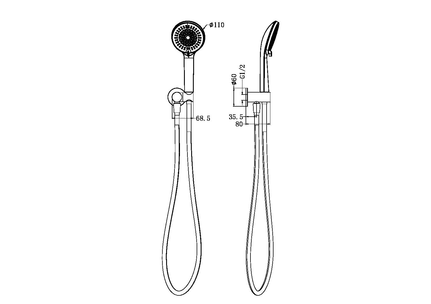 Project Round Shower On Bracket 4 Star Rating Brushed Nickel (NR320BN)