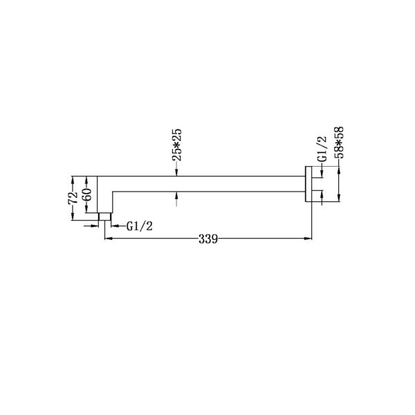 SQUARE SHOWER ARM MATTE BLACK (NR501MB)