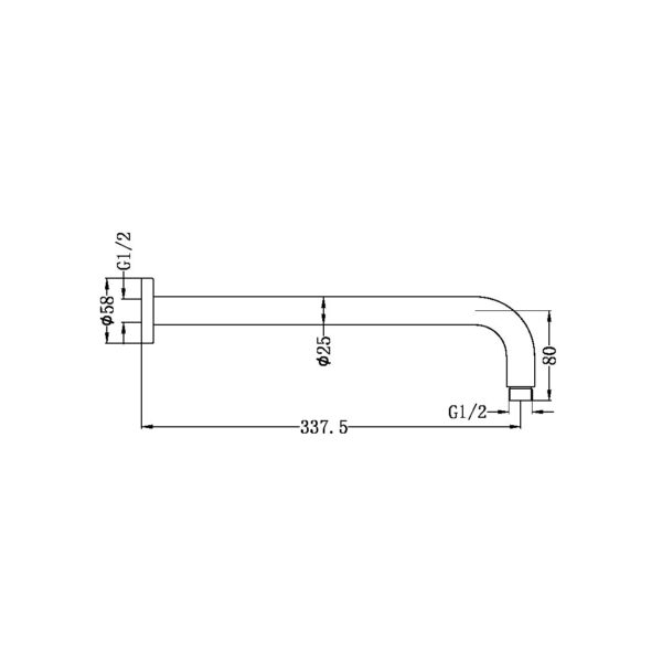 ROUND SHOWER ARM 330MM/500MM LENGTH MATTE WHITE