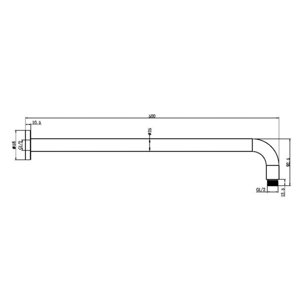 ROUND SHOWER ARM 330MM/500MM LENGTH MATTE BLACK