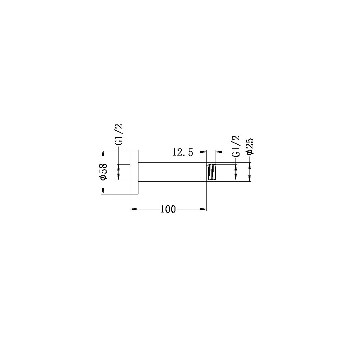Round Ceiling Arm 100mm Length Brushed Bronze (NR503100BZ)