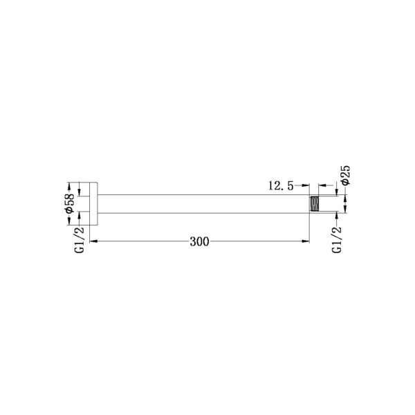 ROUND CEILING ARM 300MM LENGTH MATTE WHITE (NR503300MW)