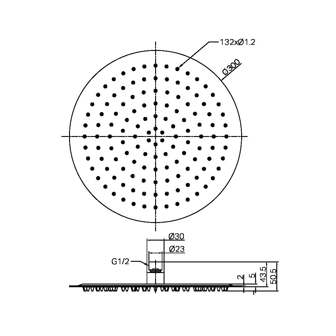 Zen SS316L 300mm Round Shower Head Brushed Nickel (NR508041BN)