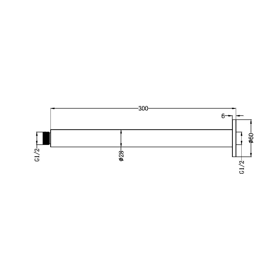 Zen SS316L Round Ceiling Arm 300mm Length Graphite (NR510GR)